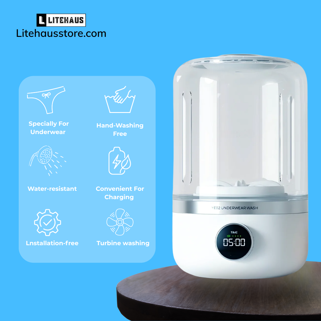 Portable 1L Mini Wireless Washing Machine for Underwear & Socks with Dehydration Function ™️