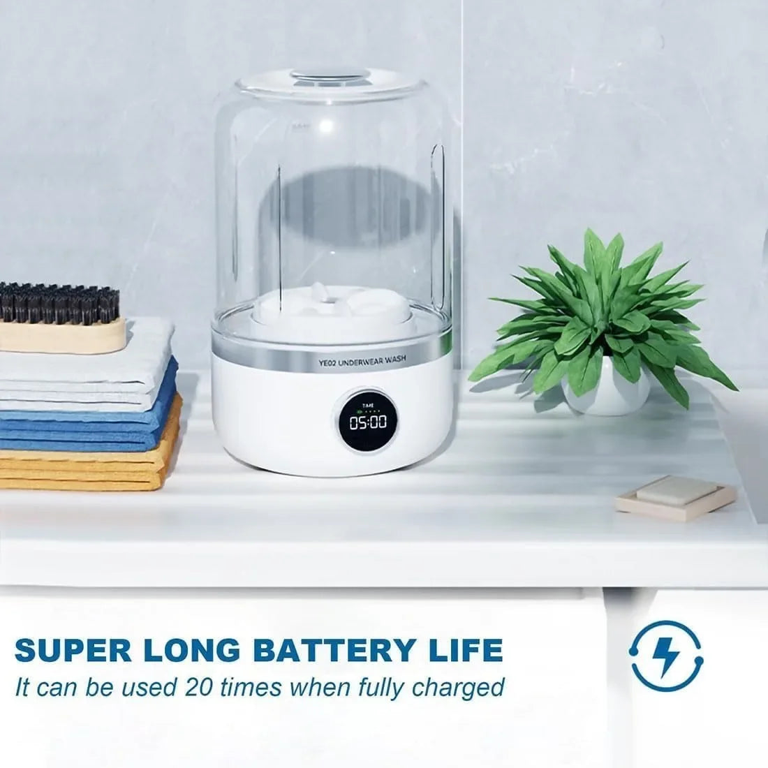 Portable 1L Mini Wireless Washing Machine for Underwear & Socks with Dehydration Function ™️