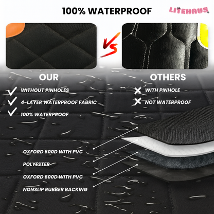 Dog Car Seat Cover for Back Seat – Waterproof Hammock with Mesh Window & Side Zipper