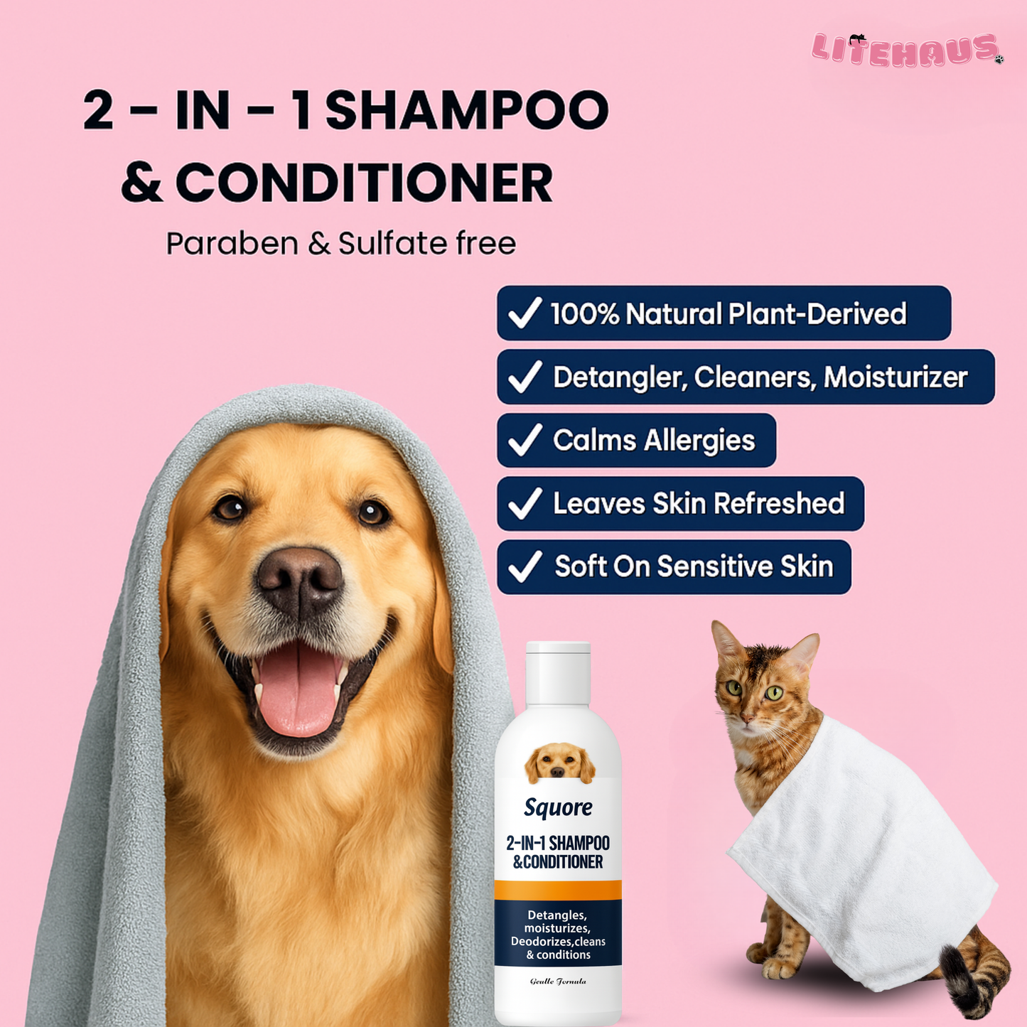 Puppy Shampoo 2-in-1 – Natural & Moisturizing Formula for Soft, Healthy Fur
