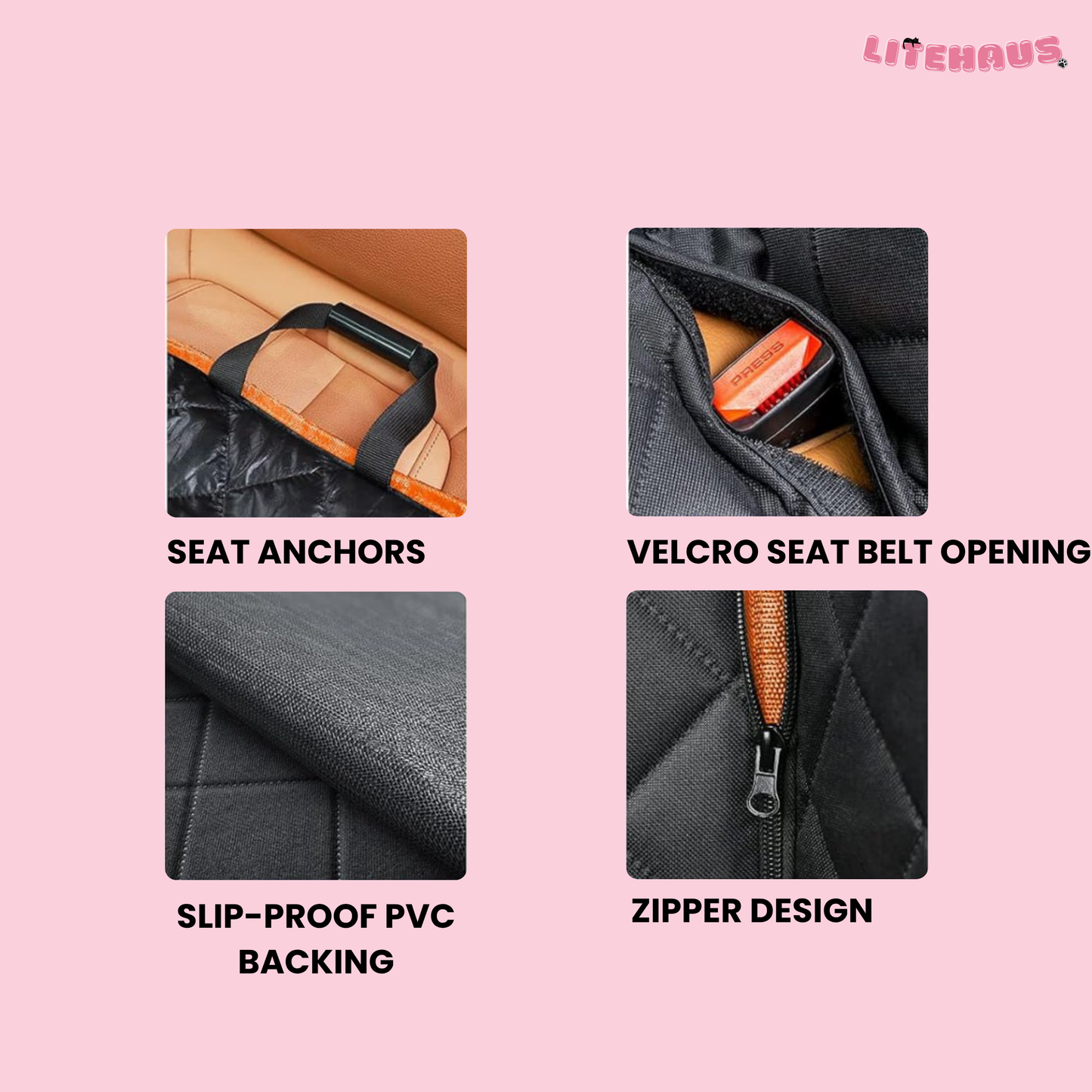 Dog Car Seat Cover for Back Seat – Waterproof Hammock with Mesh Window & Side Zipper