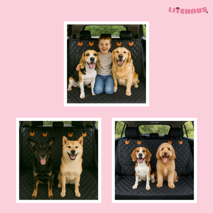 Dog Car Seat Cover for Back Seat – Waterproof Hammock with Mesh Window & Side Zipper