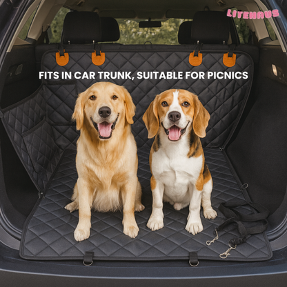 Dog Car Seat Cover for Back Seat – Waterproof Hammock with Mesh Window & Side Zipper