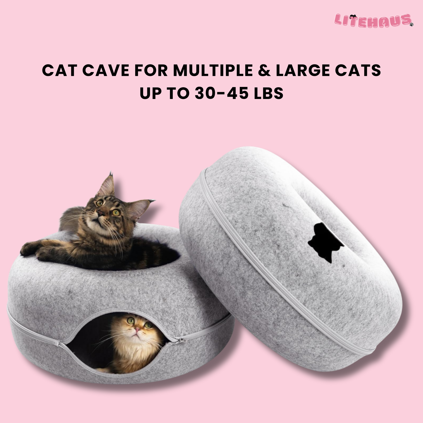 Felt Donut Cat Bed 2-in-1 Tunnel House – Cozy Hideout & Play Bed for Cats
