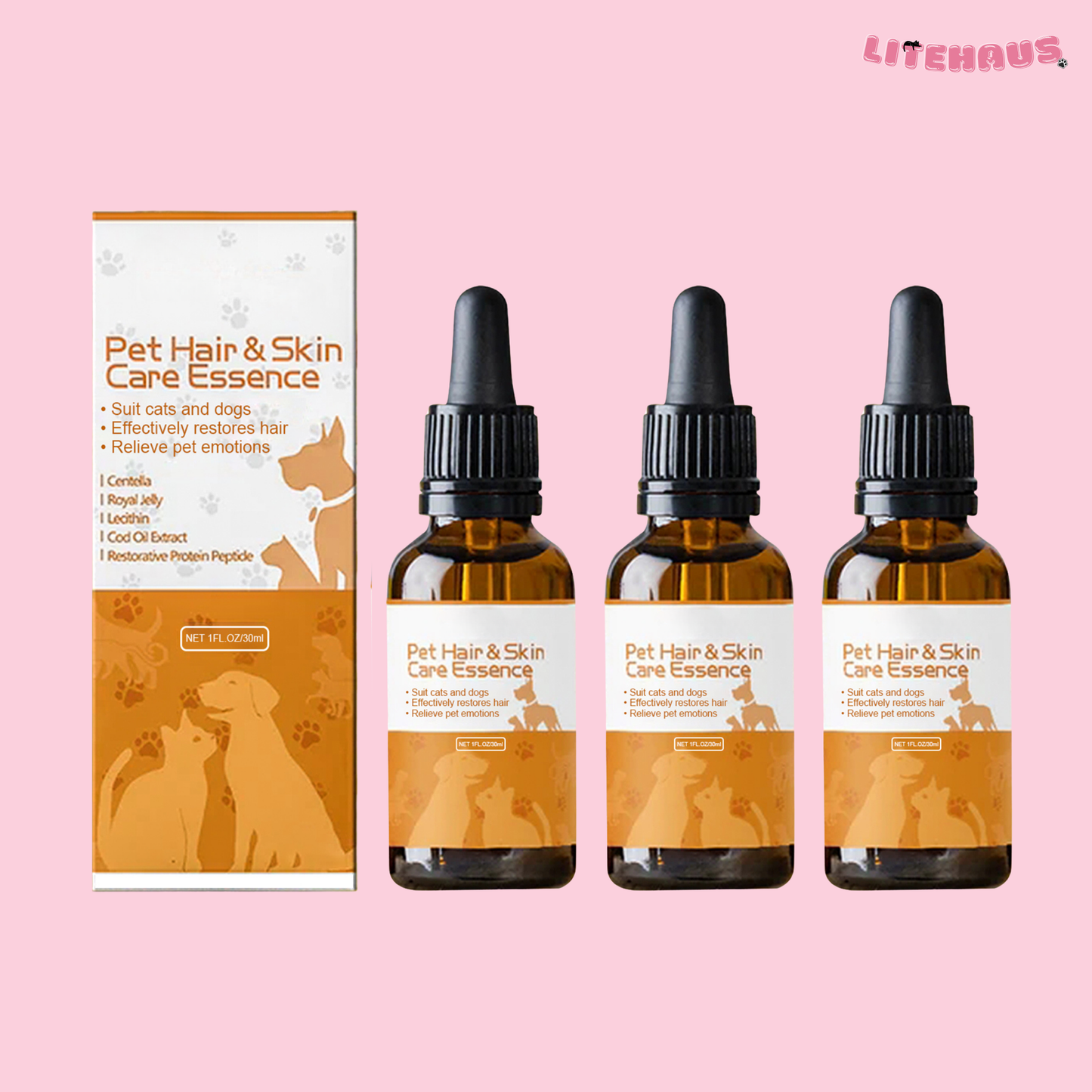 Pet Hair Care Serum – Softening & Growth Essence Oil for Dogs & Cats
