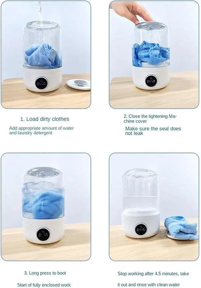 Portable 1L Mini Wireless Washing Machine for Underwear & Socks with Dehydration Function ™️