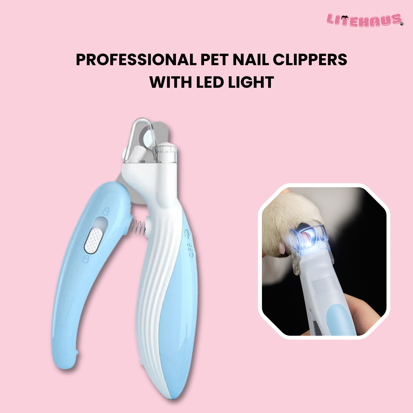 Professional Pet Nail Clippers with LED Light – Safe Paw Trimmer for Dogs & Cats