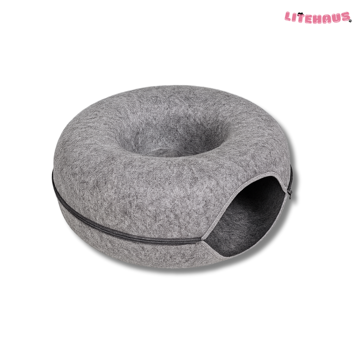 Felt Donut Cat Bed 2-in-1 Tunnel House – Cozy Hideout & Play Bed for Cats