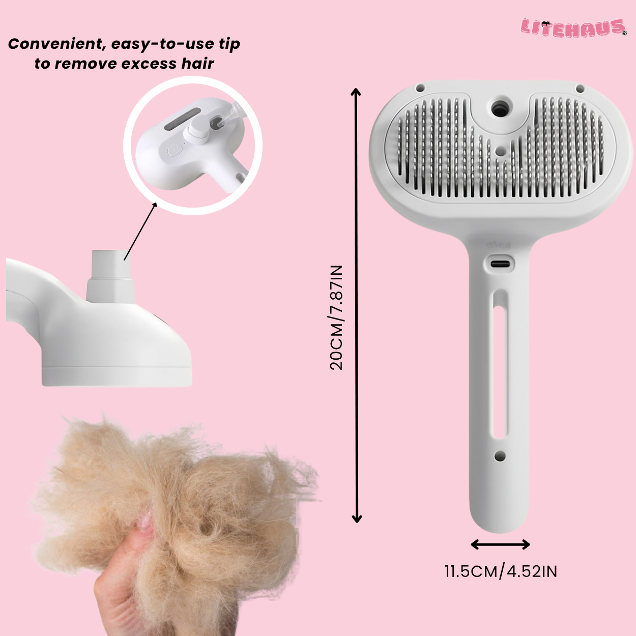 Luxury Steam Spray Grooming Brush for Dogs & Cats