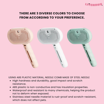 Luxury Steam Spray Grooming Brush for Dogs & Cats